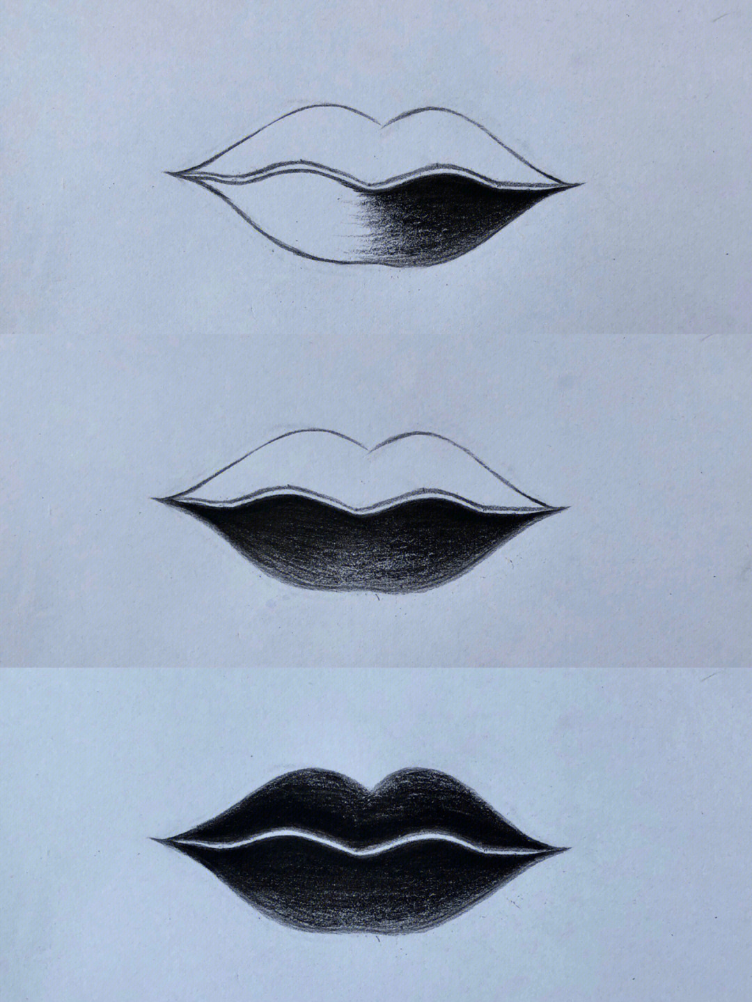纸上唇形画法图片