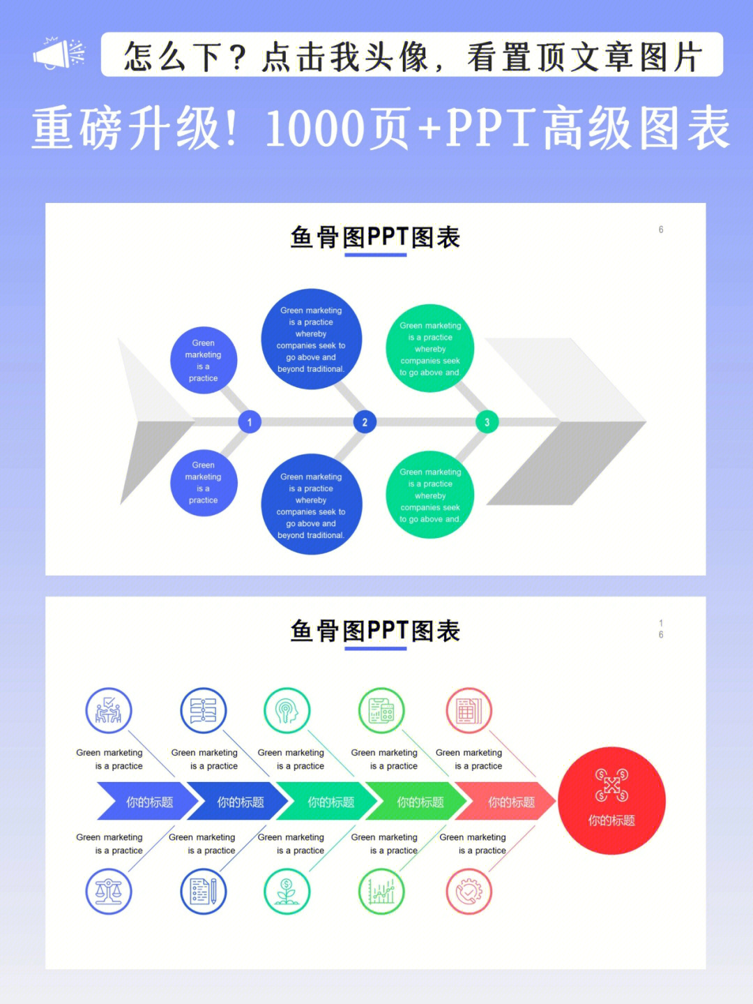 20页鱼骨图ppt图表来咯合集共1000页