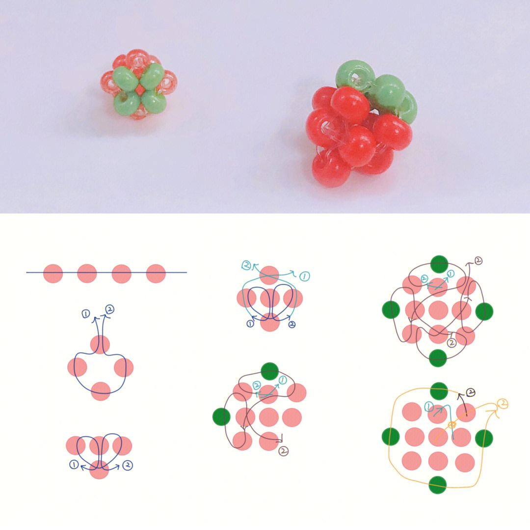 手工串珠草莓步骤图片