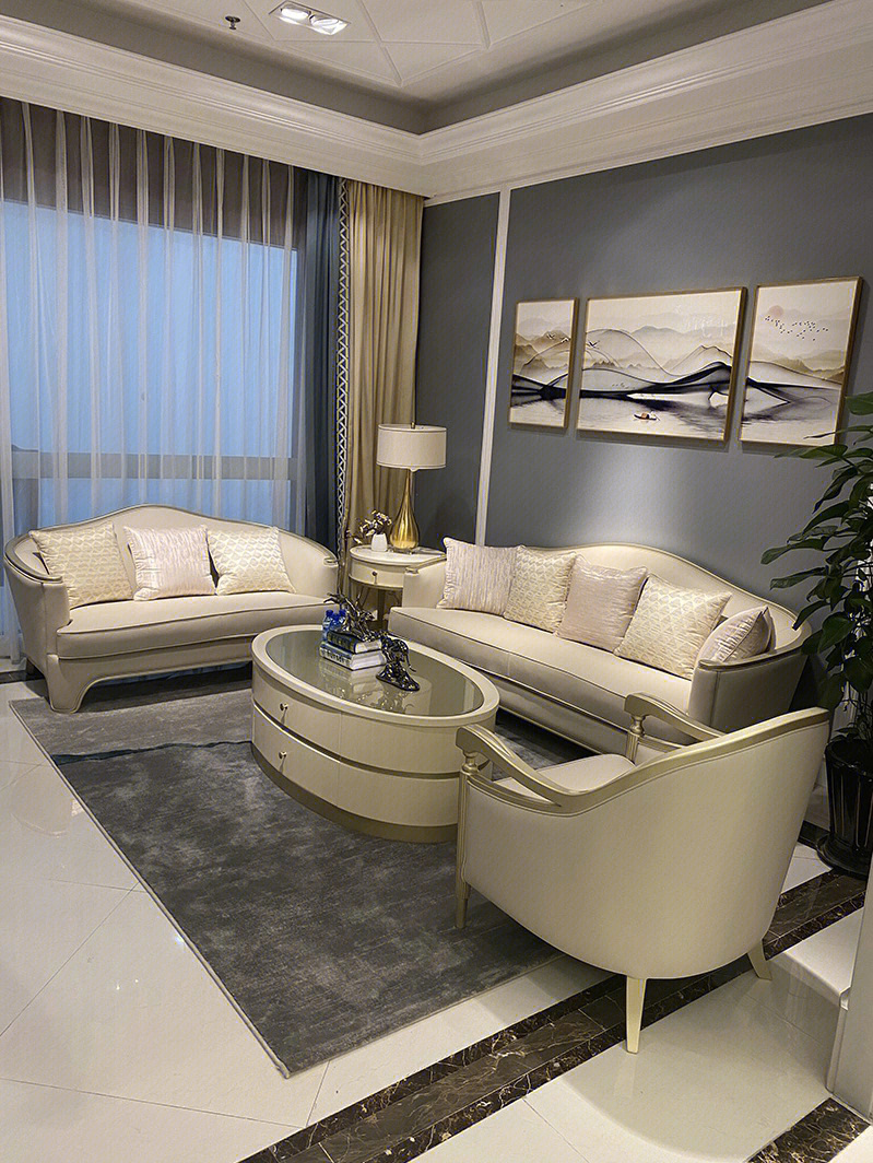 美式轻奢实木沙发组合高端实木客厅家具