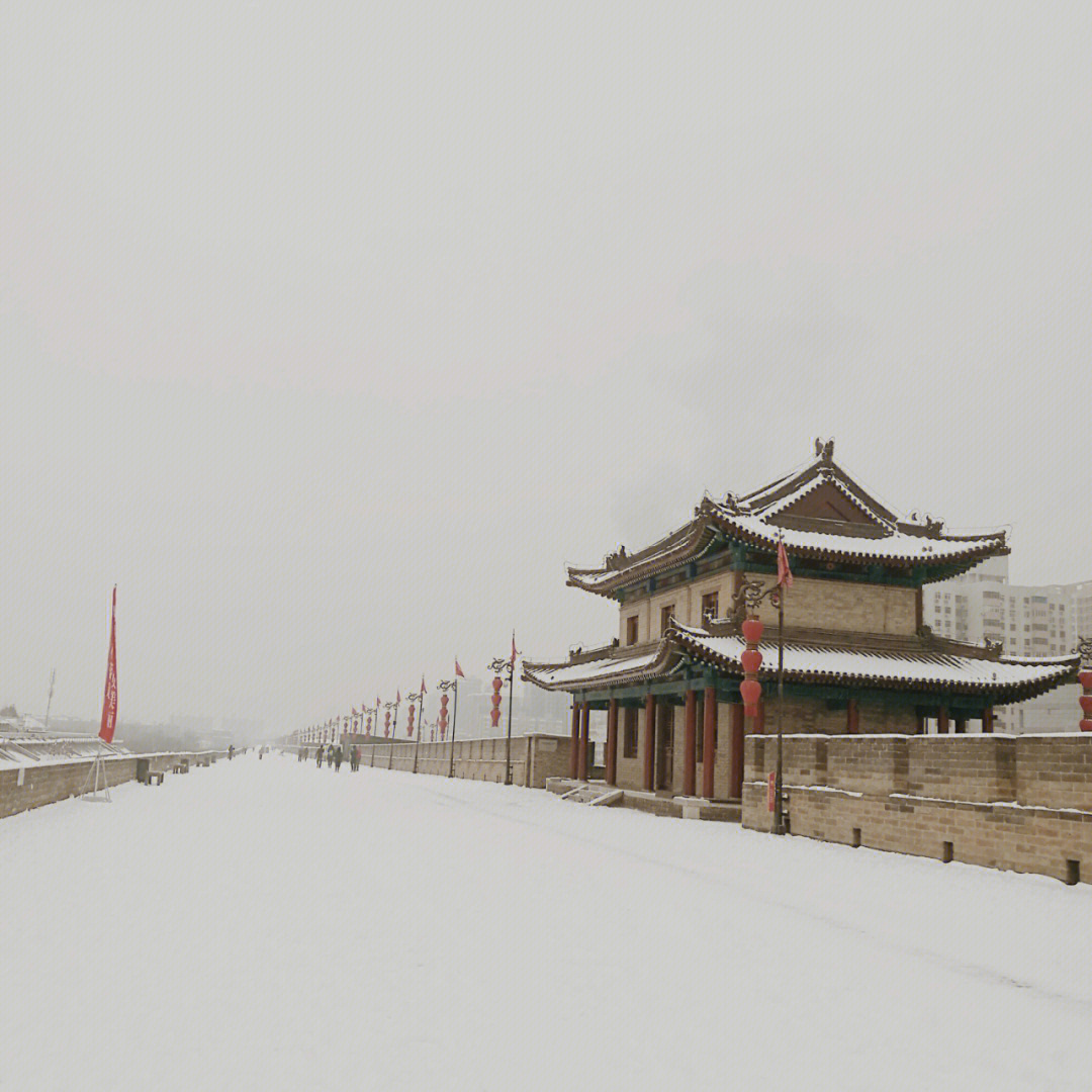 西安雪景图片 高清图片