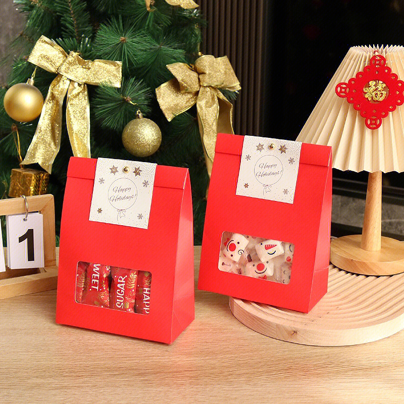 新年圣诞牛轧糖太妃糖红礼袋礼盒