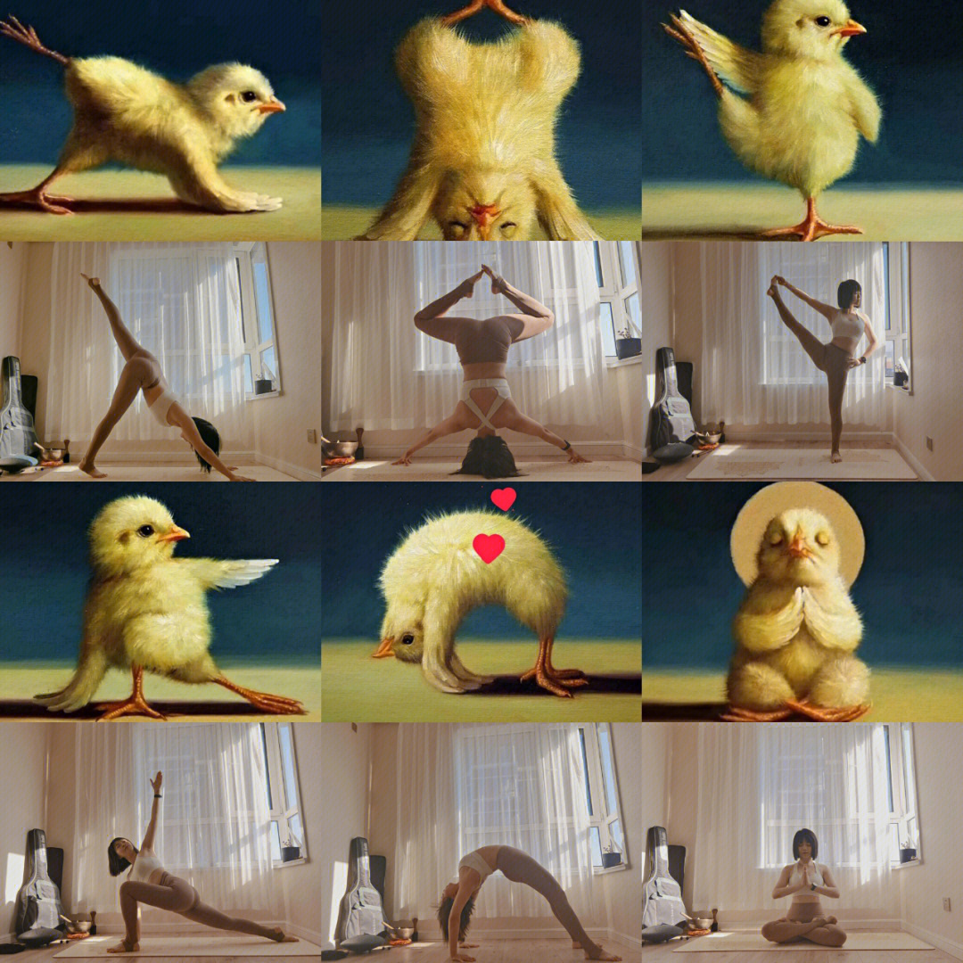 小黄鸡瑜伽体式图片