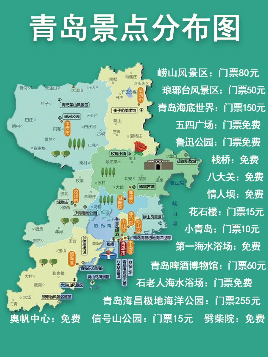 青岛游玩地图图片