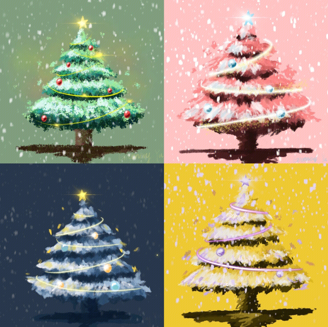 圣诞树写实画图片