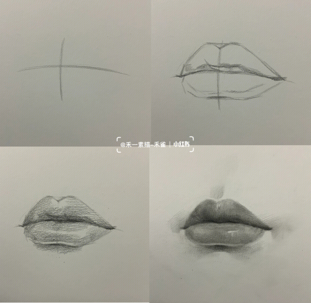 嘴唇结构素描图片