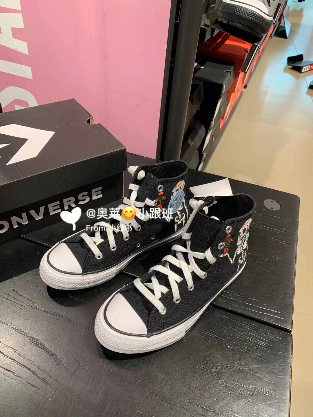 7515converse匡威系带allstar复古黑色骷髅印花高帮帆布鞋大童