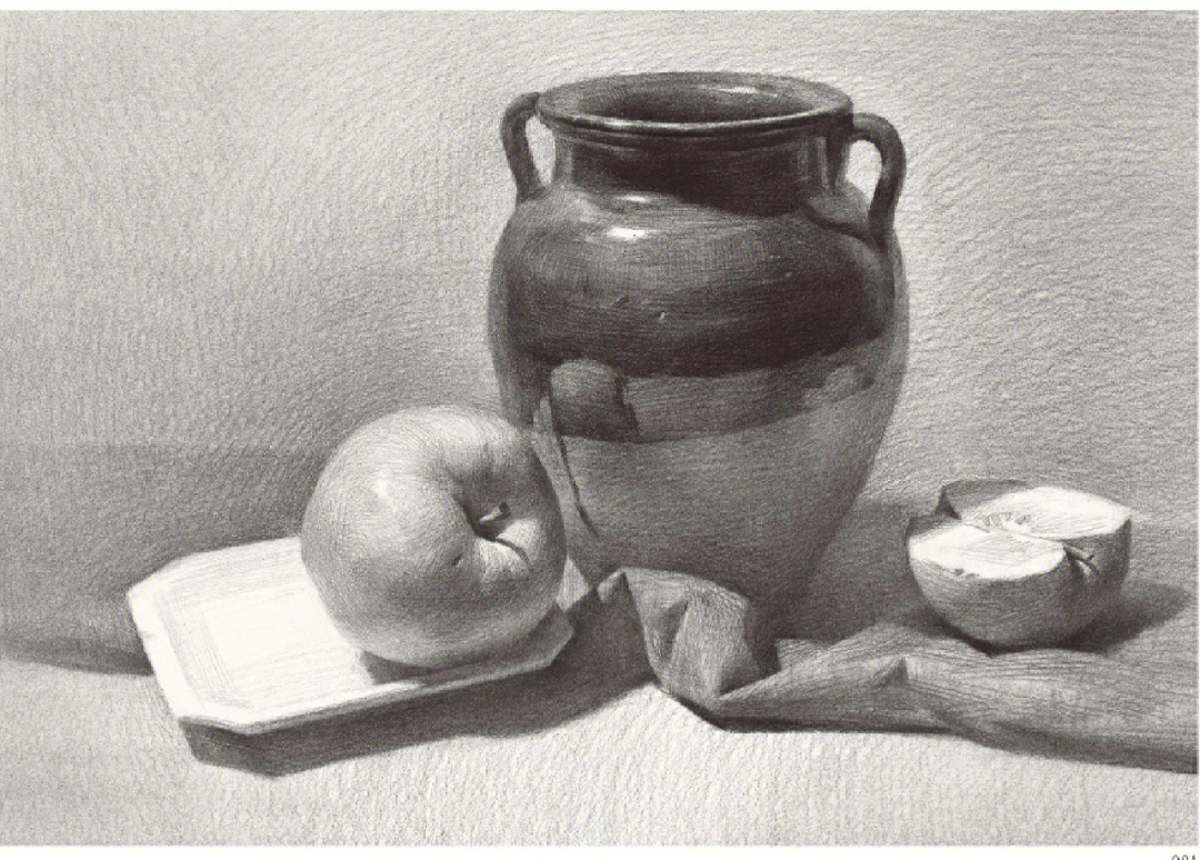白色陶罐素描图片
