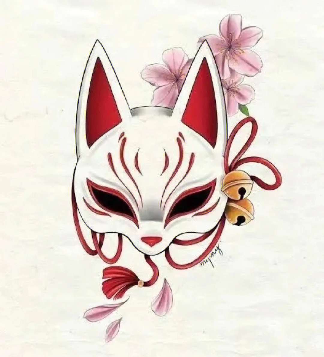 九尾狐面具纹身手稿