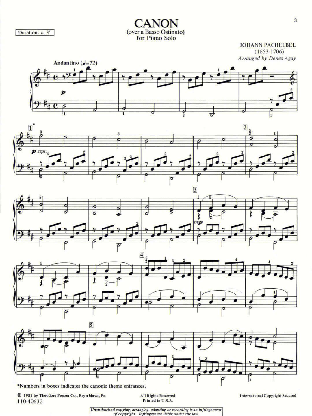 卡农大提琴谱 五线谱图片
