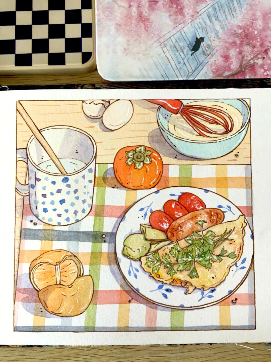 画一幅餐桌上的食物图片
