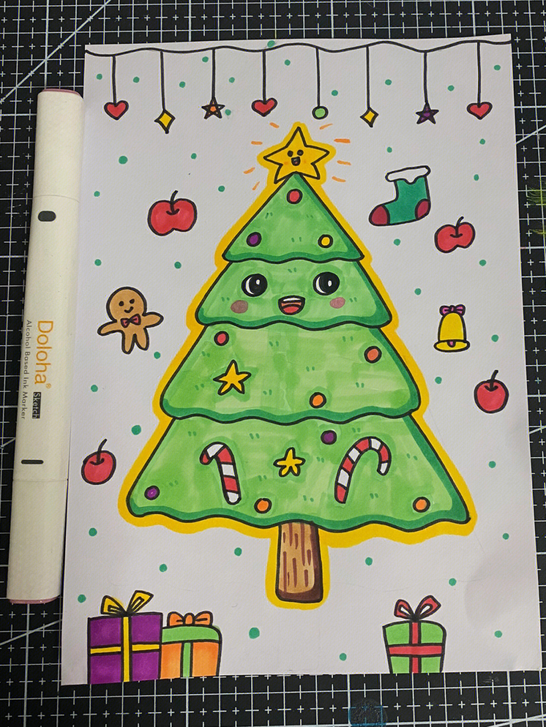 圣诞树儿童画简单的圣诞树