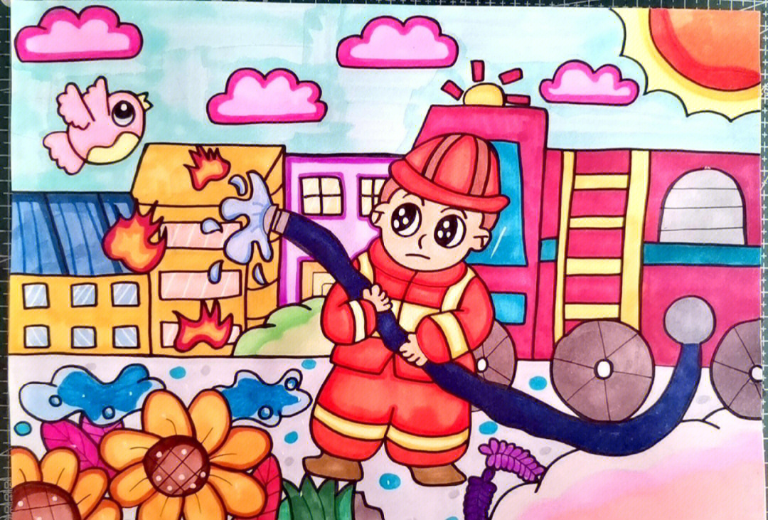 消防儿童画