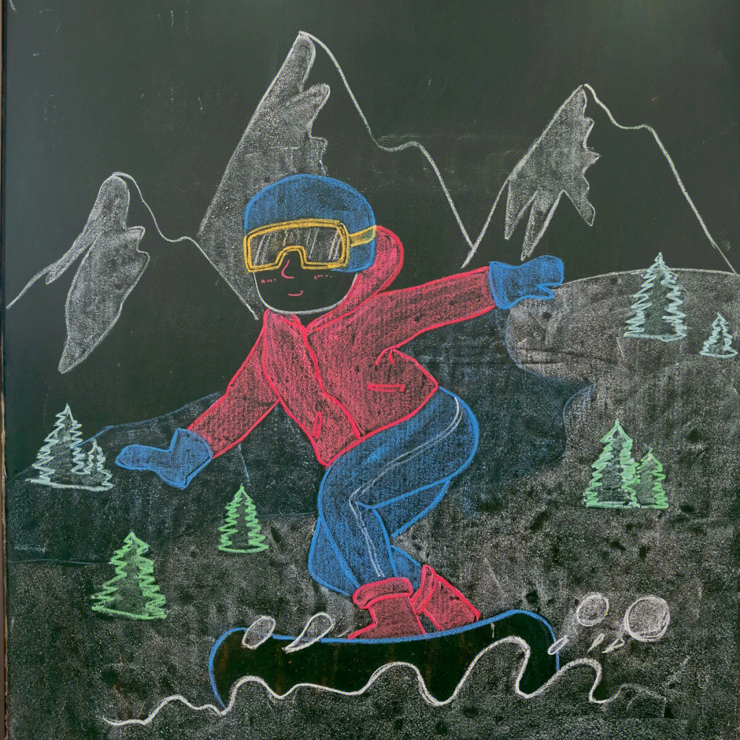 冬奥滑雪画画作品图片