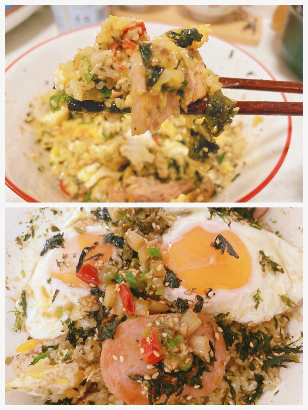 像韩式拌饭似的,反正就是好好吃,煎个溏心蛋,肉肉串 搭配酱汁拌着米饭