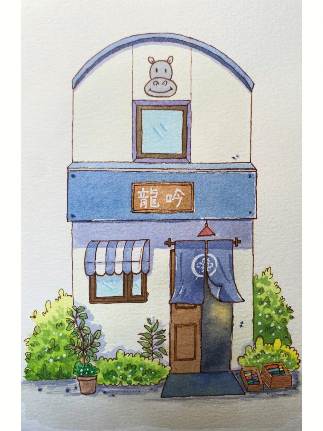 日式小店水彩画教程图片