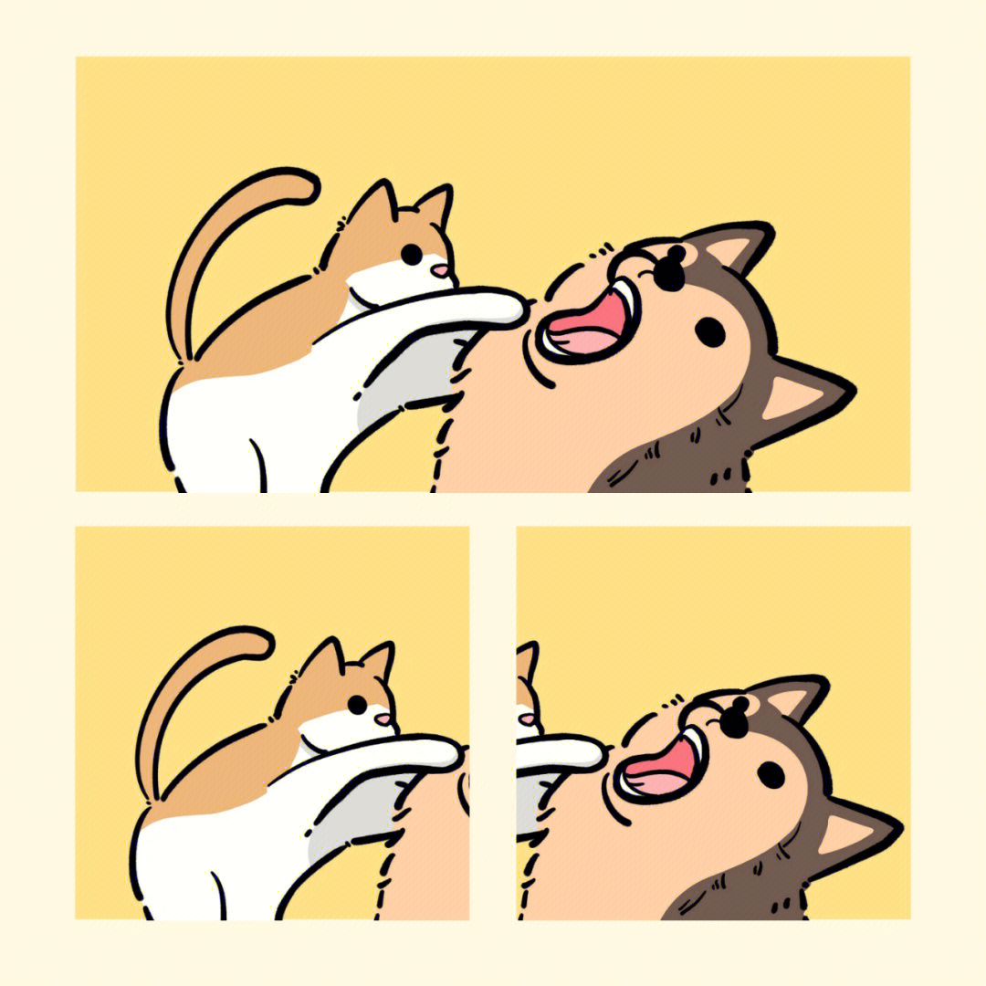 猫狗cp情头卡通图片