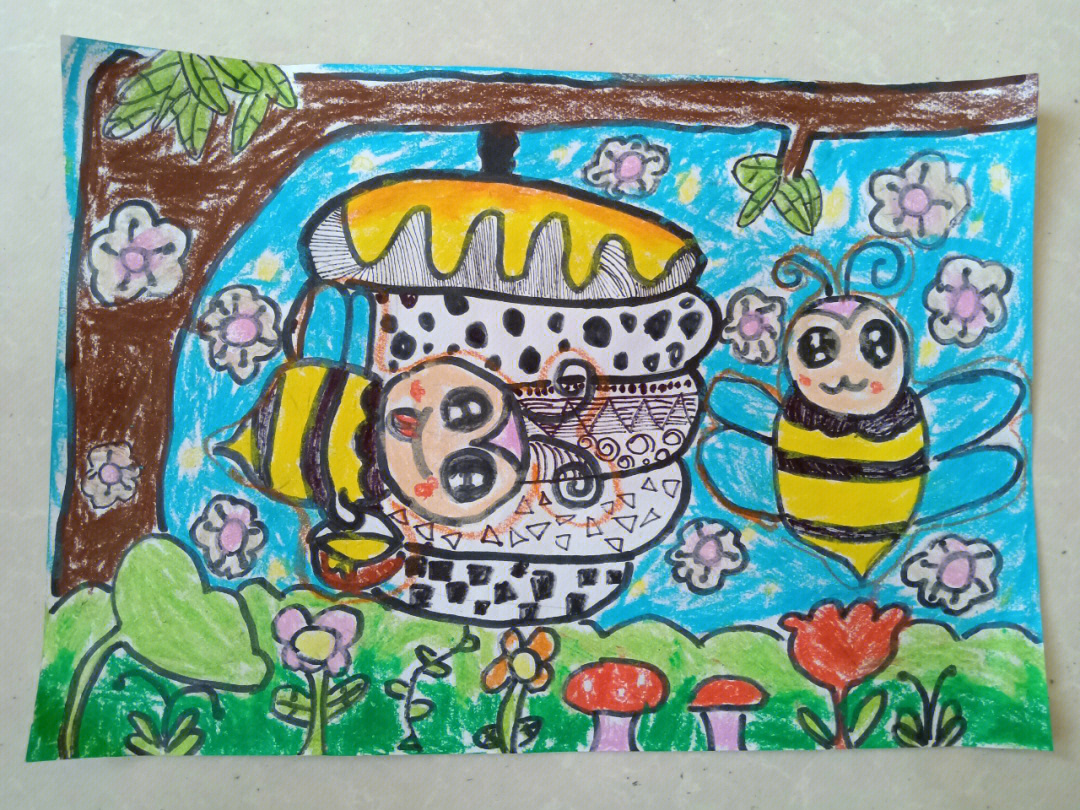 蜜蜂盖房子简笔画图片