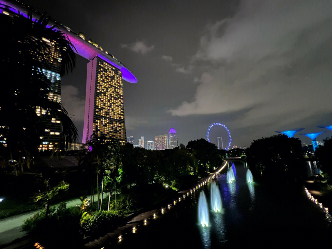 新加坡金沙和滨海花园夜景