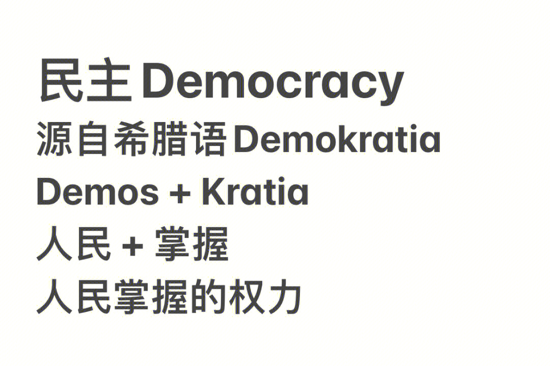 英文民主democracy这个词起源于古希腊语demokratia 由demo(人民)和