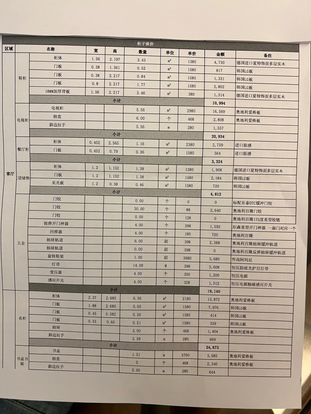 全屋定制报价单总价318000还加安装费33000