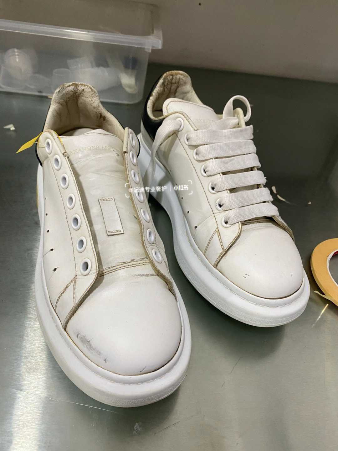 麦昆小白鞋磨损换色修复