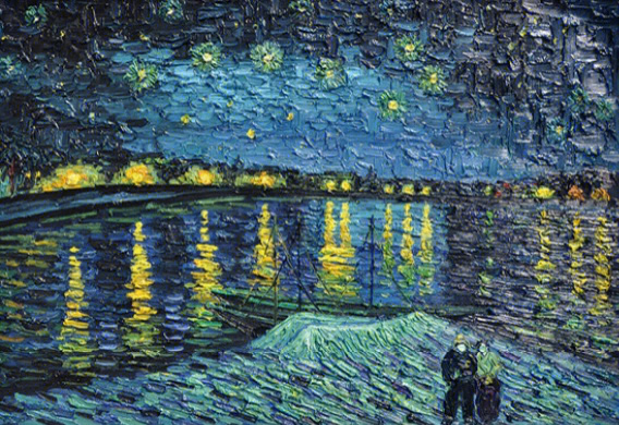 临摹梵高油画罗纳河上的星夜精品版