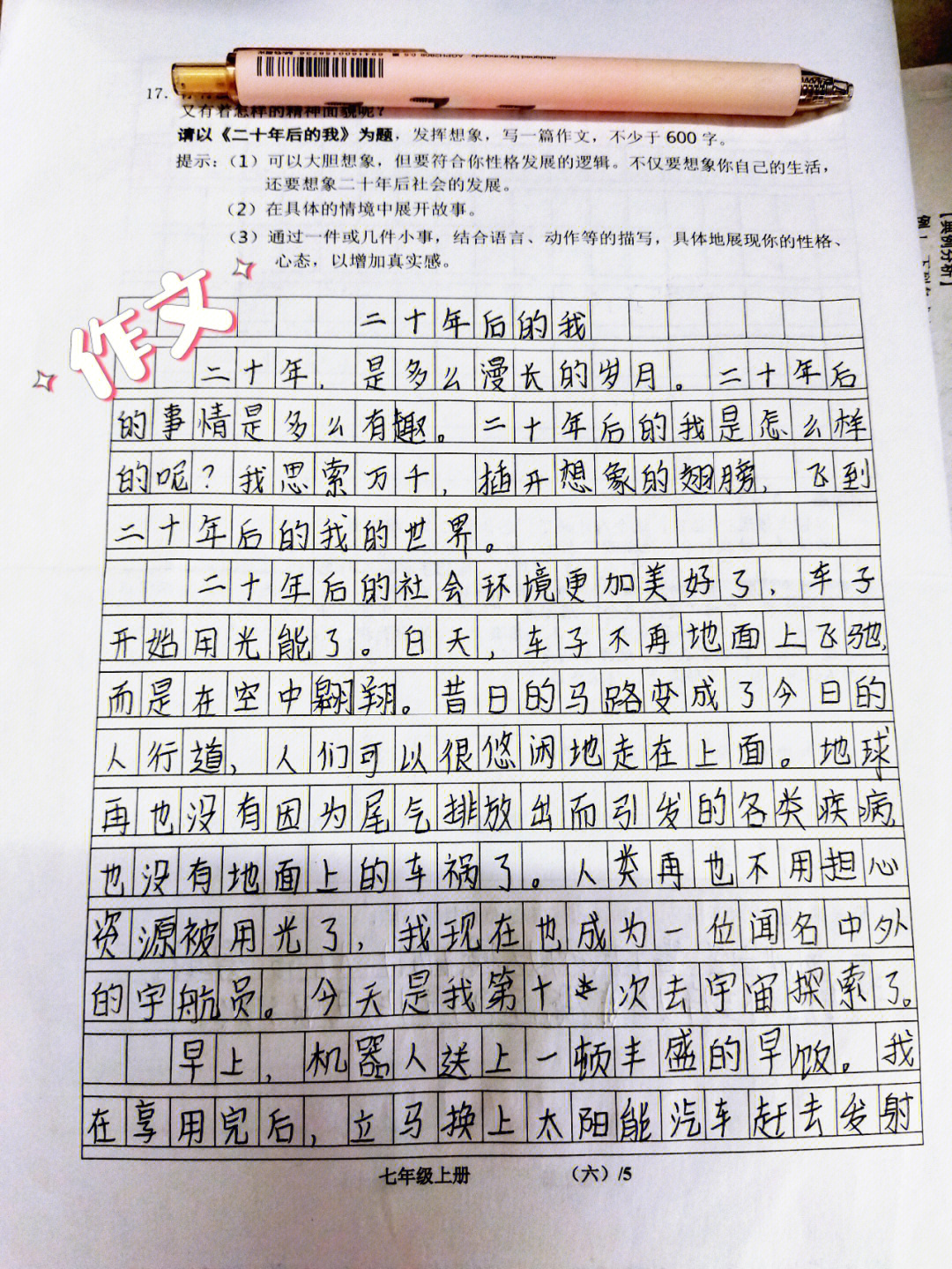 20年后的我作文500字图片