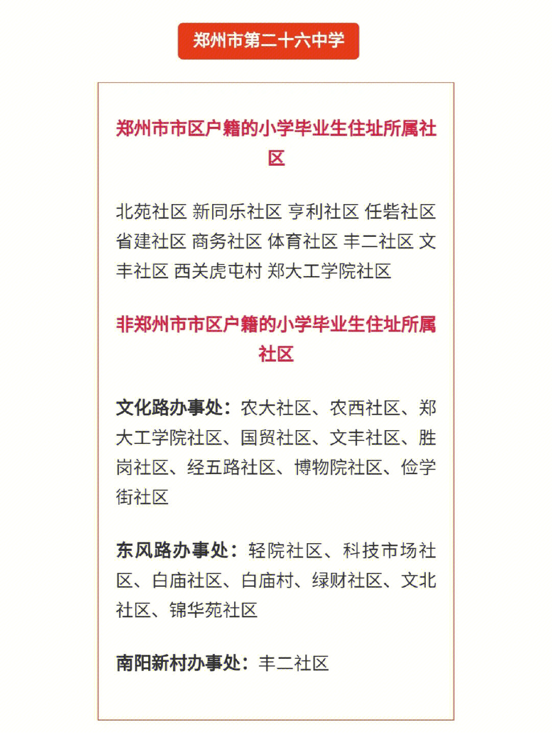 2022年郑州金水区初中划片范围公布中