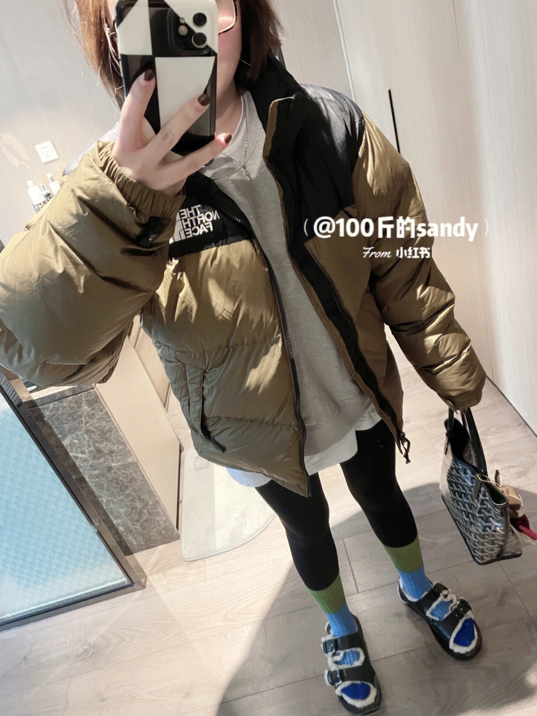 thenorthface羽绒服ootd158小个子穿搭