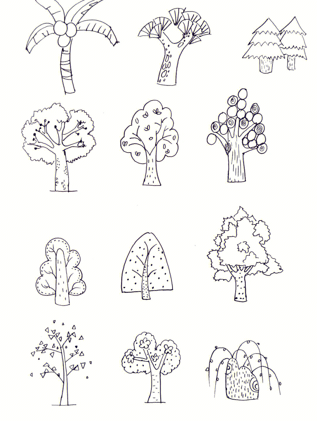画树木简单笔画图片