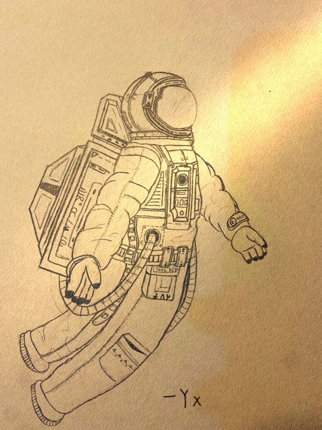 宇航员素描简单图片