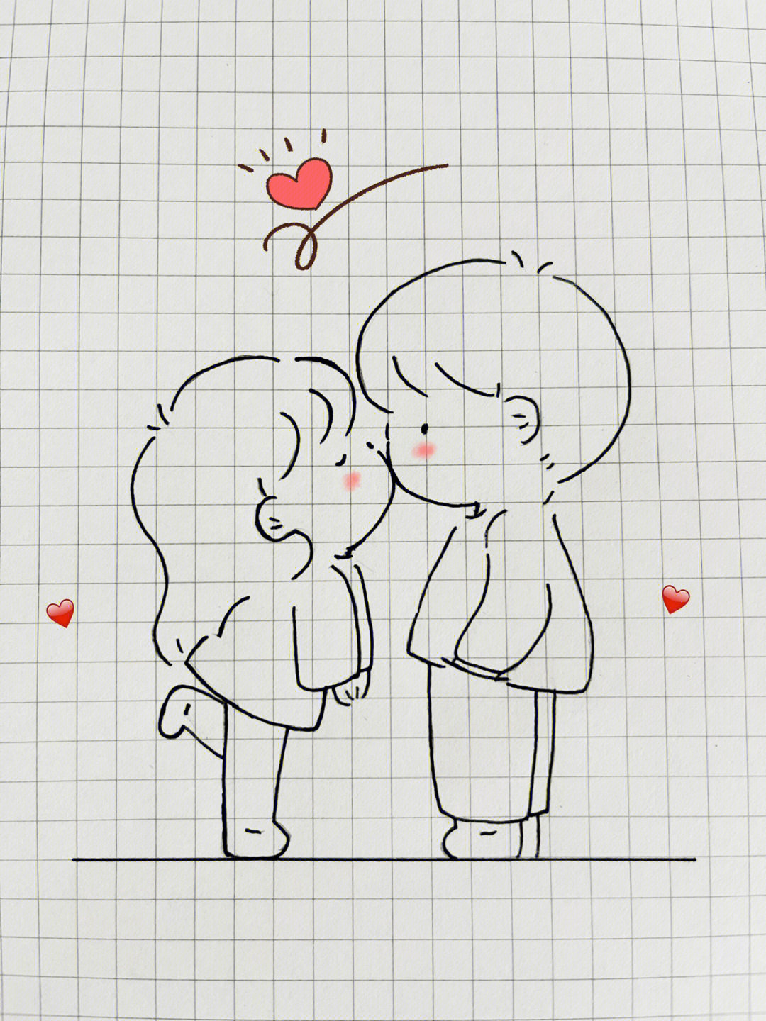 情侣简笔画 可爱 甜甜图片
