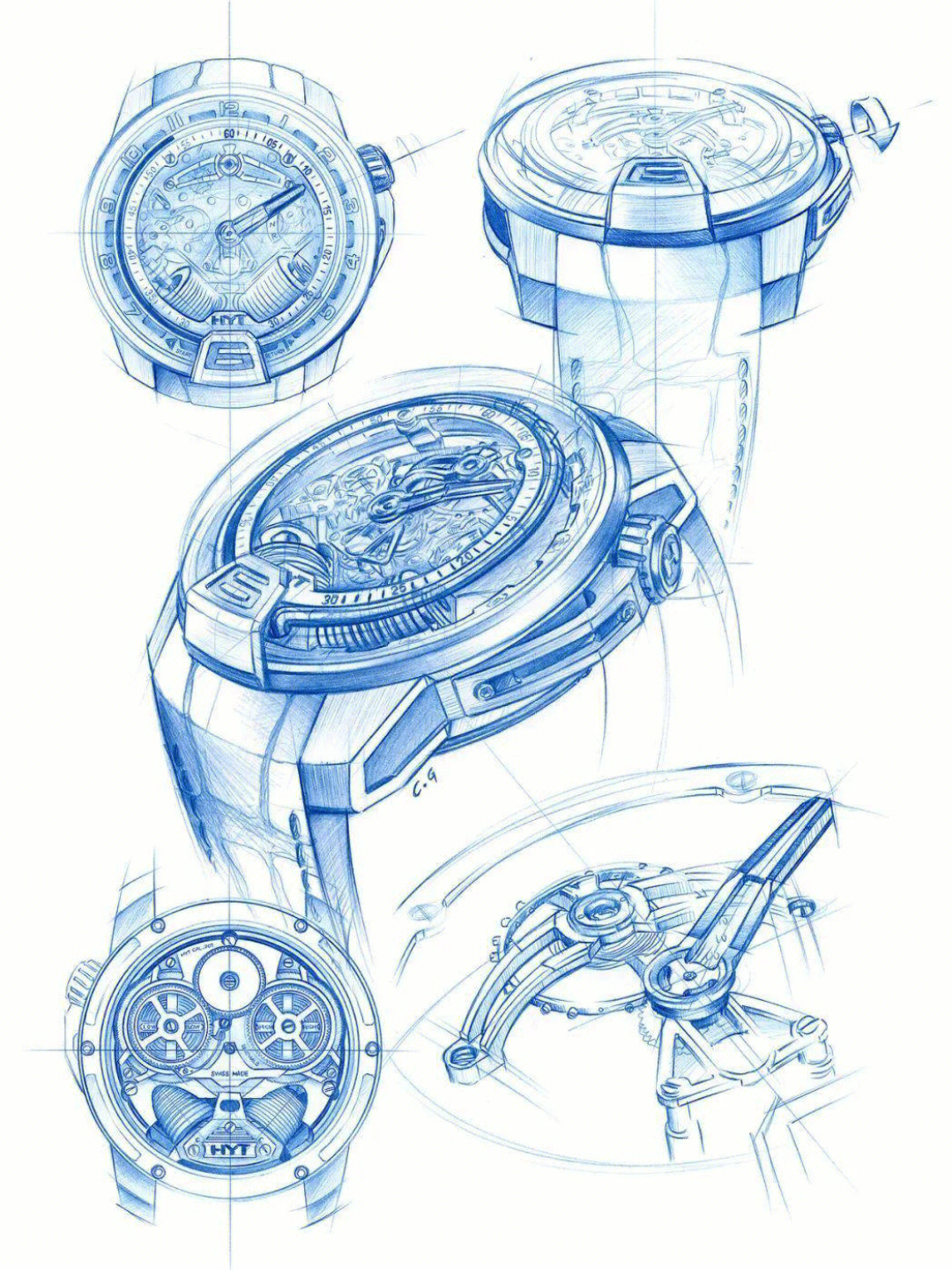 精致的手表手绘图产品设计手绘素材