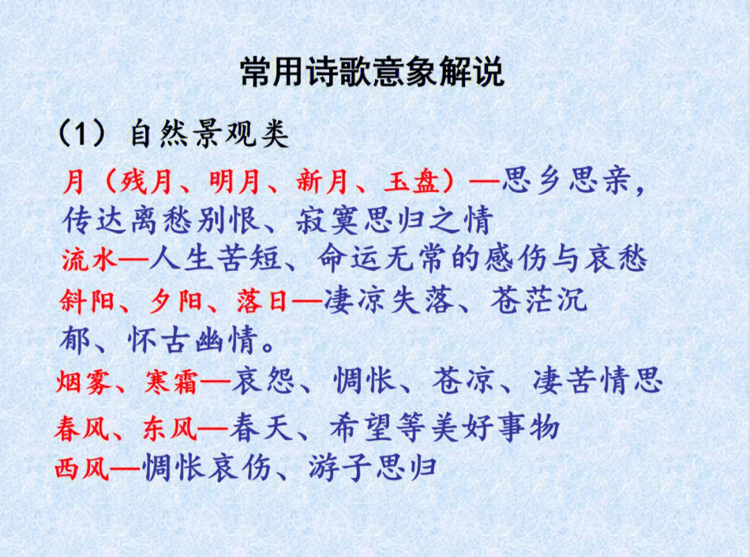 初中语文之古诗词赏析常见的诗歌意象解说