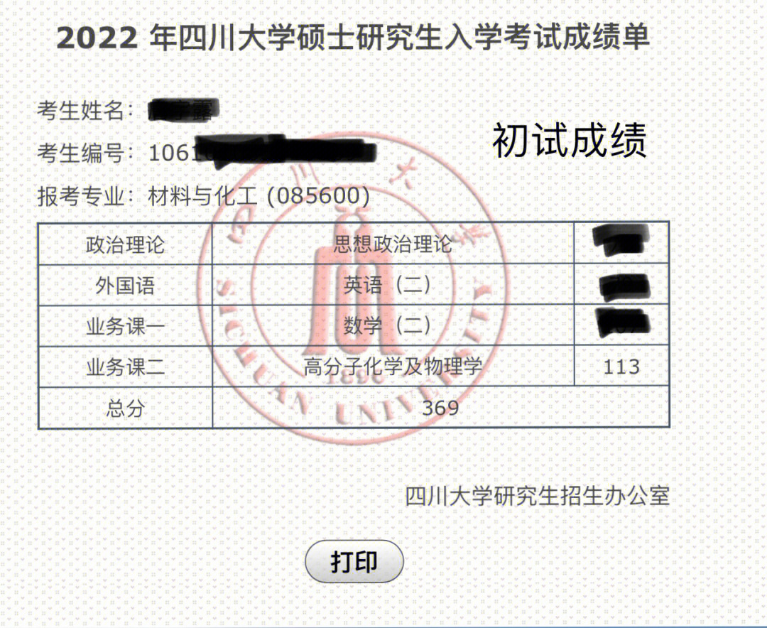 四川大学成绩单图片