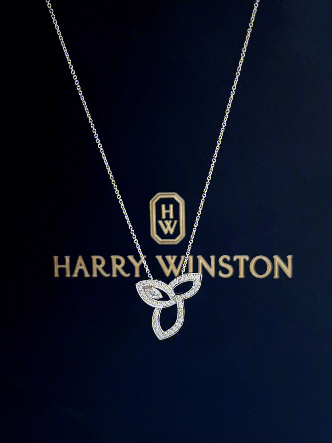 hw 海瑞温斯顿 lily cluster铂金 镶钻 百合花 项链 大号 99新 无附件