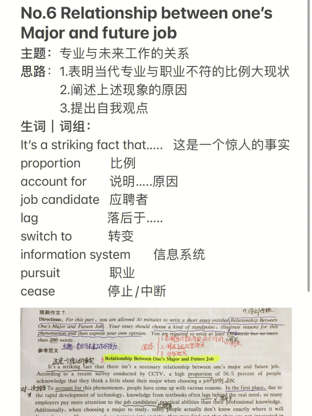 六级作文30篇分析及翻译no6