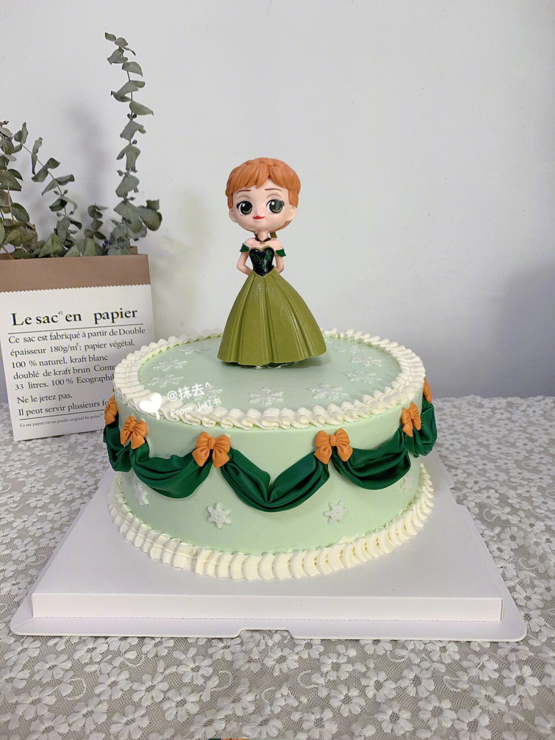 公主蛋糕,安娜公主蛋糕,绿色系蛋糕