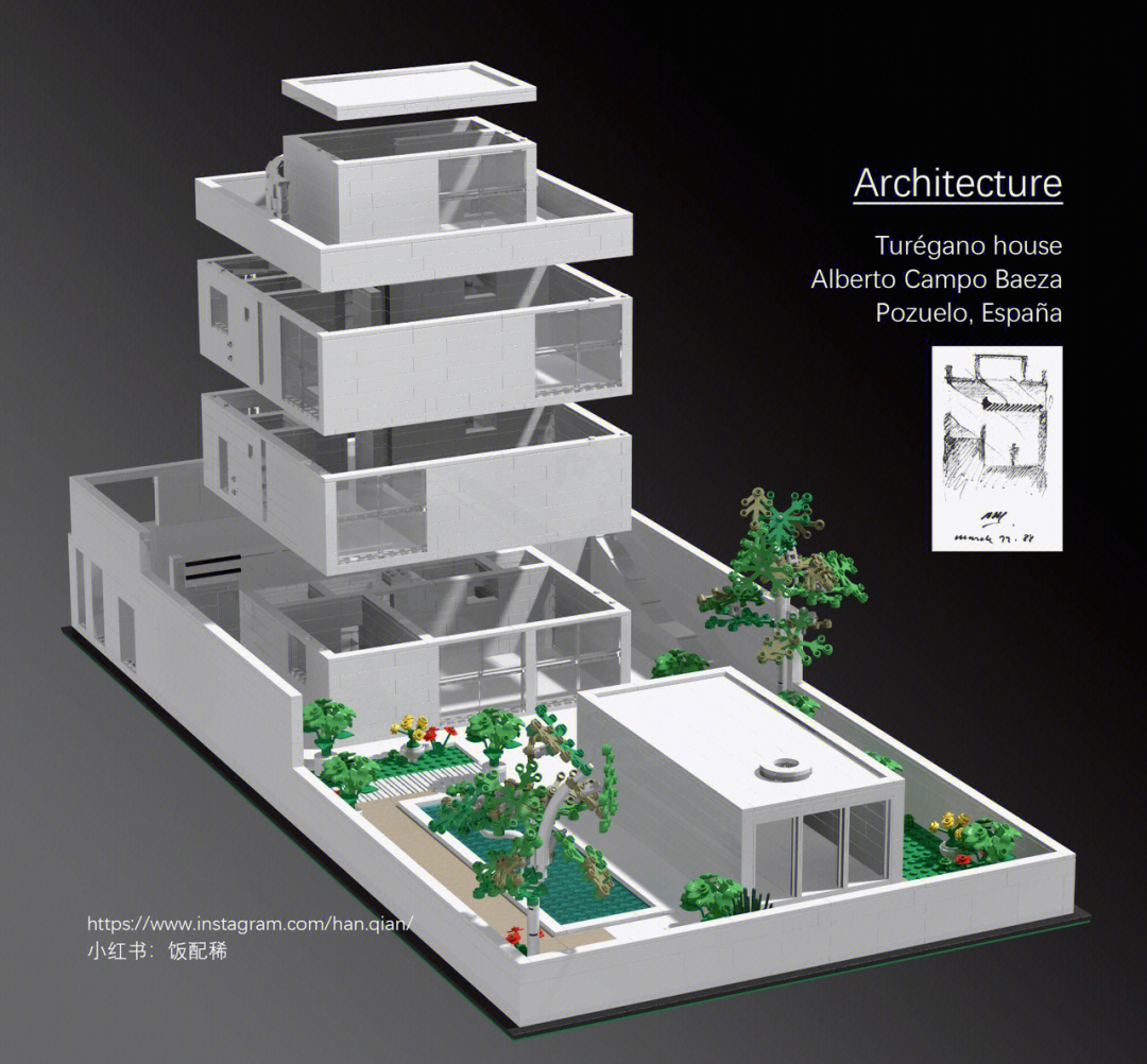 乐高建筑moc图尔加诺住宅纯白的理性盒子