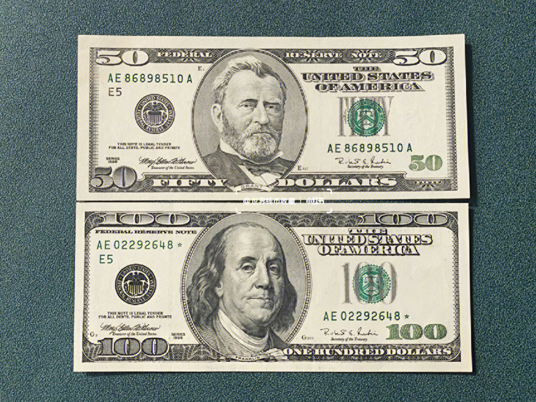 格兰特50美元钞票(1990,1996)正面是第18届总统尤利斯