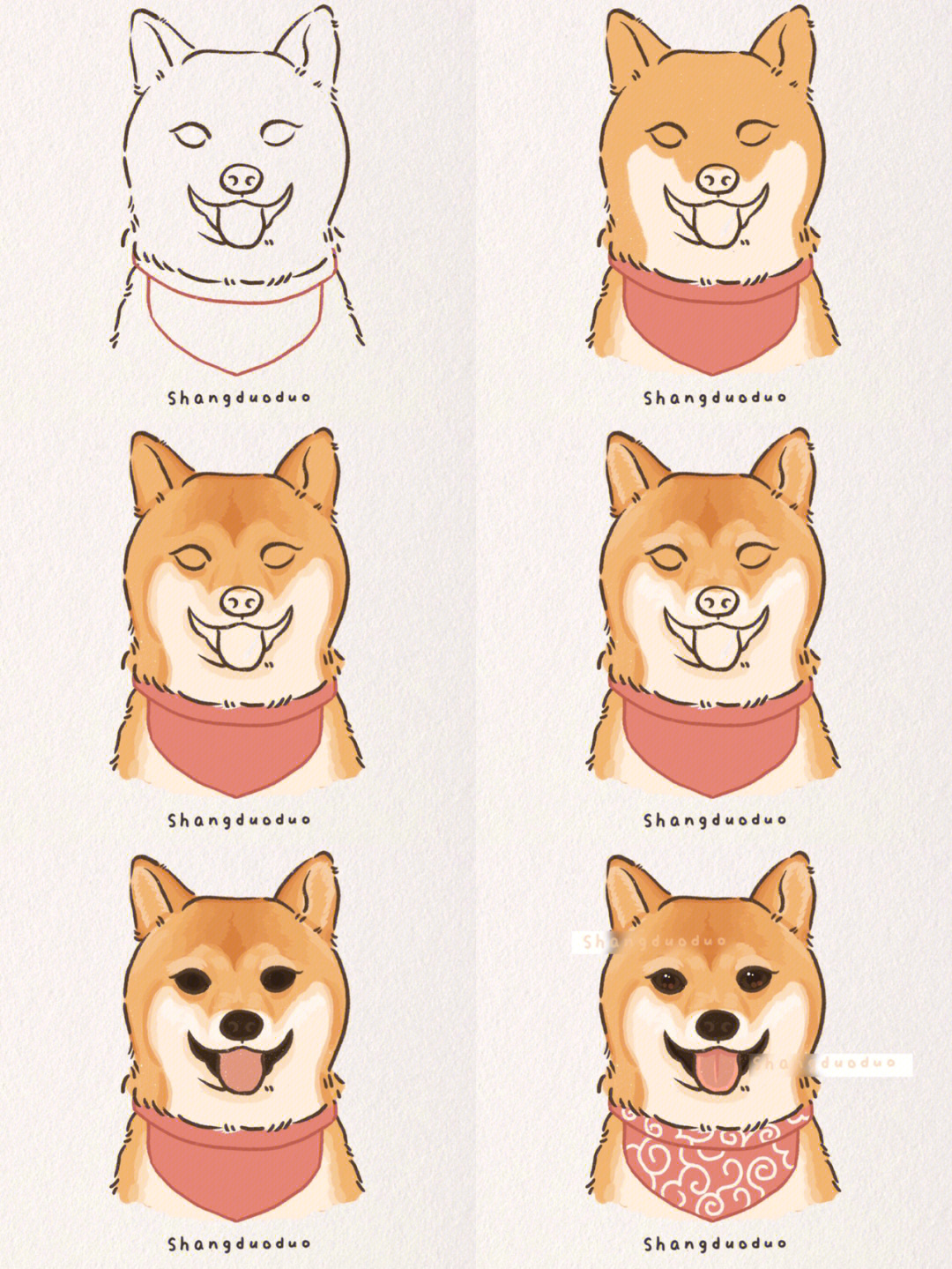 柴犬绘画教程图片