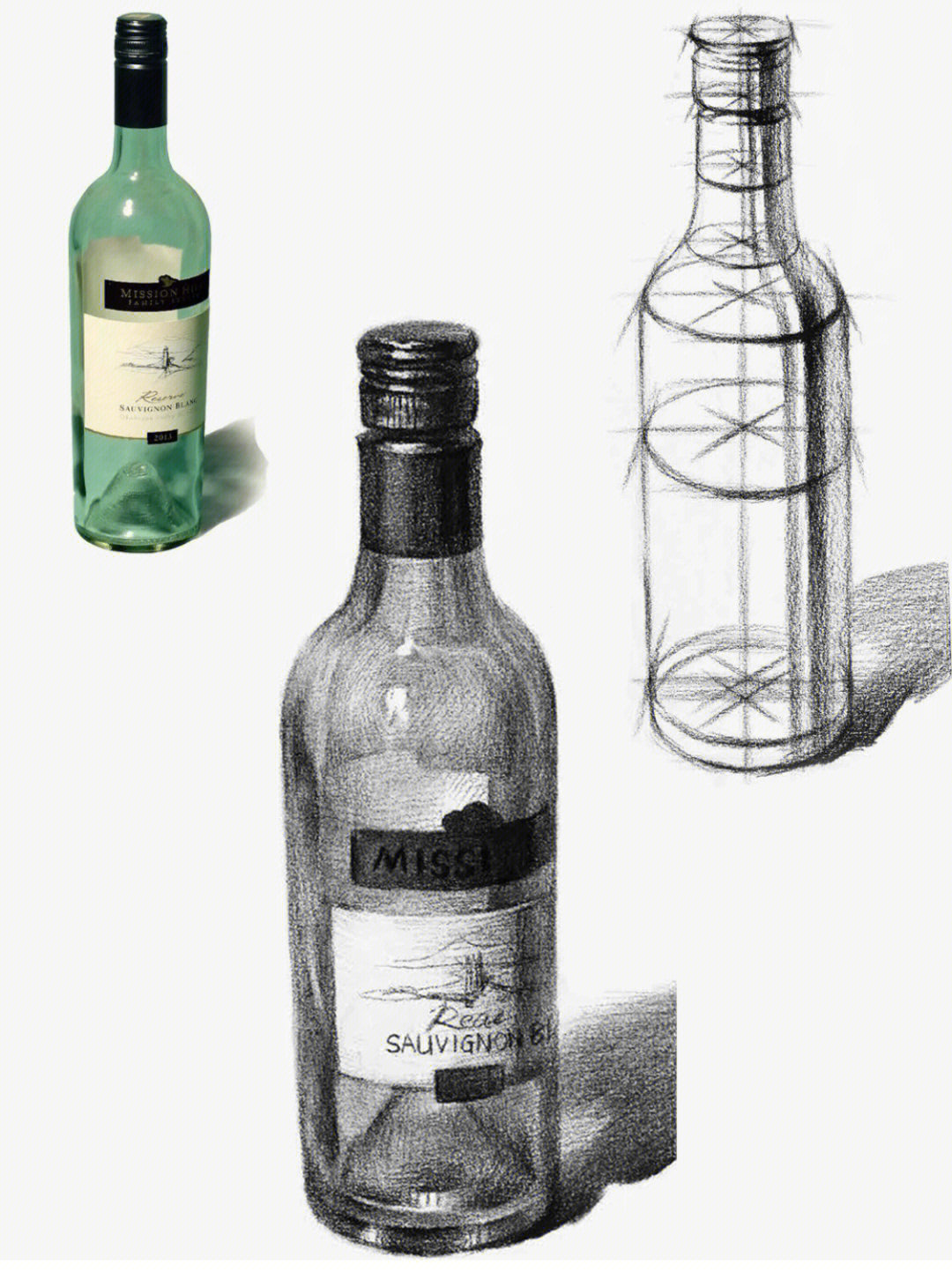 瓶子素描单体图片