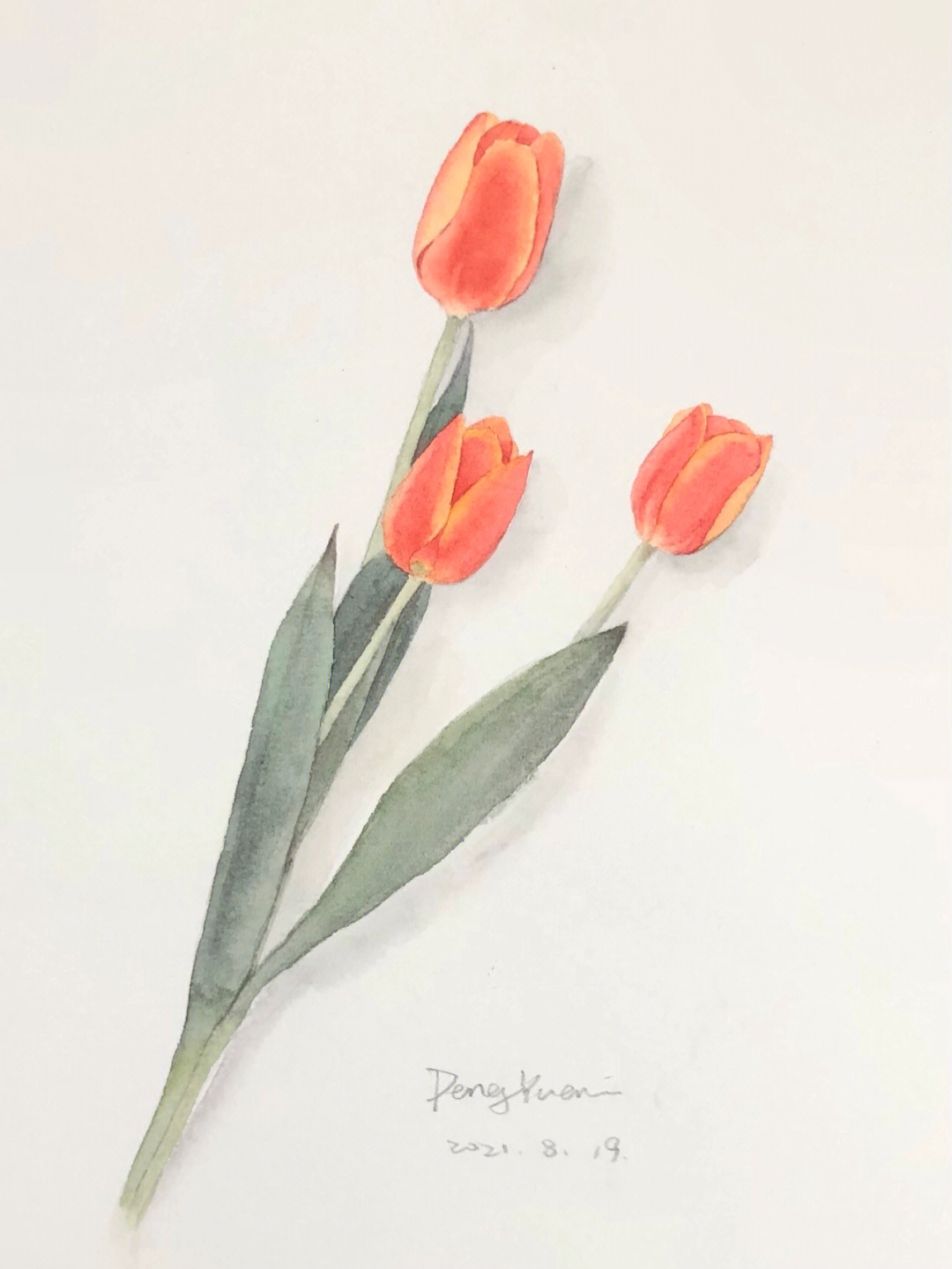 颜料花朵画简单图片