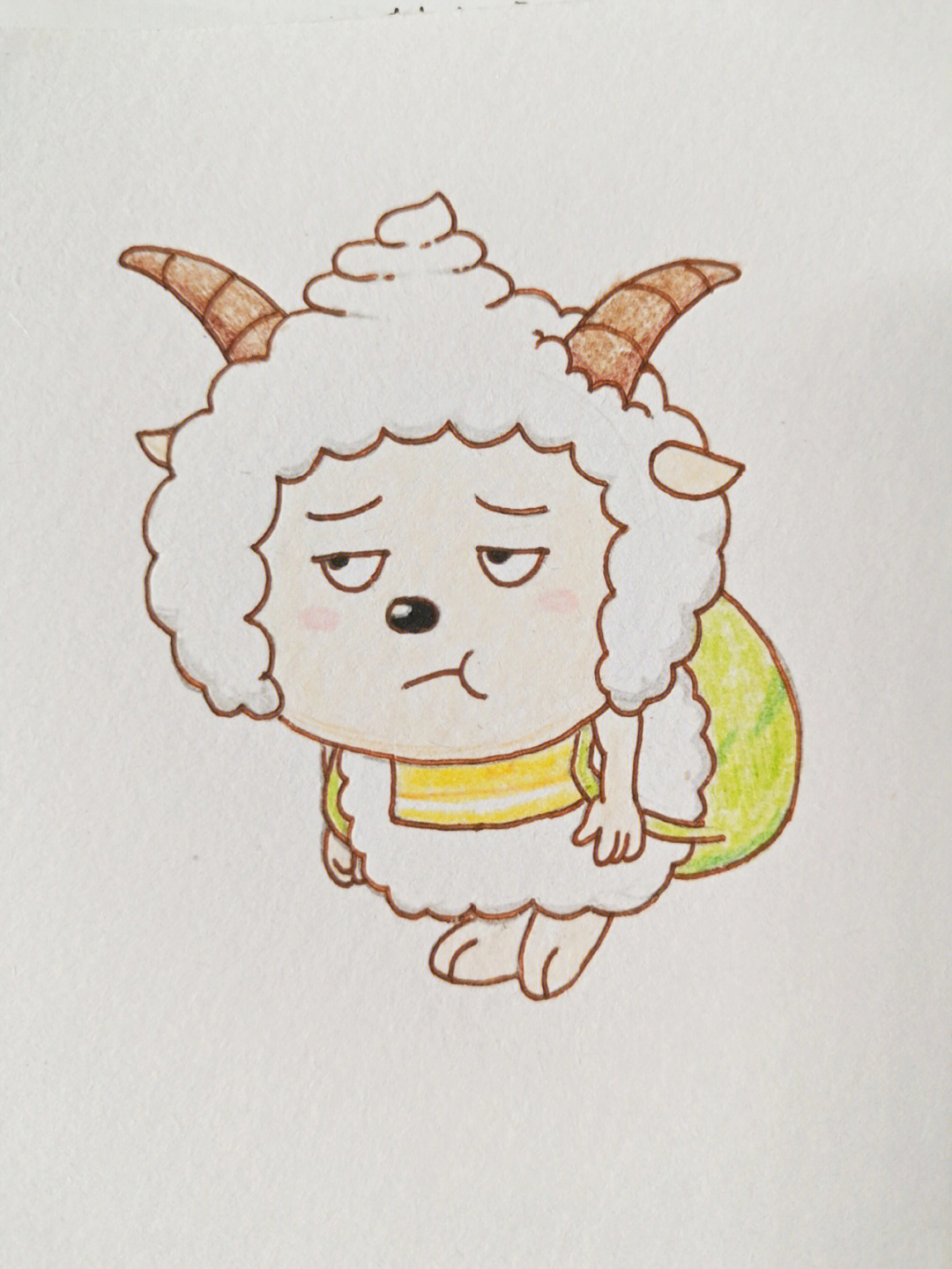 懒羊羊简笔画带颜色图片