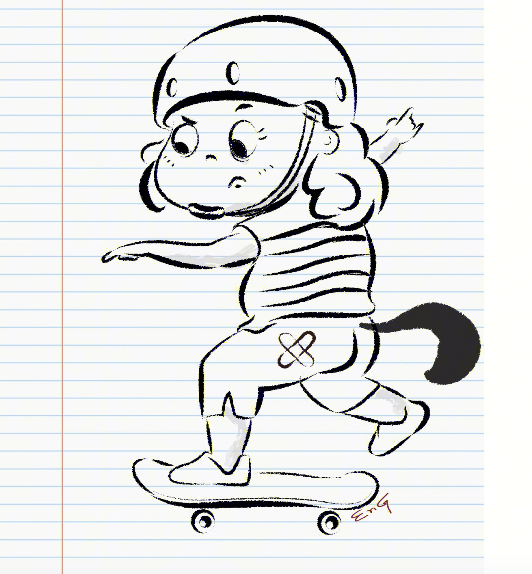 滑滑板简笔画图画图片