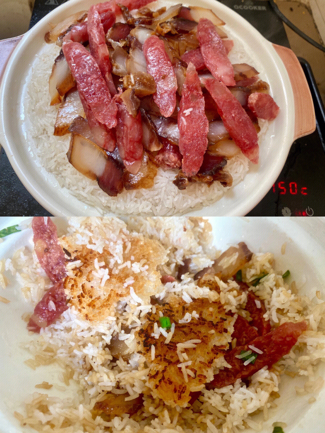 家常腊肉饭电饭煲做图片