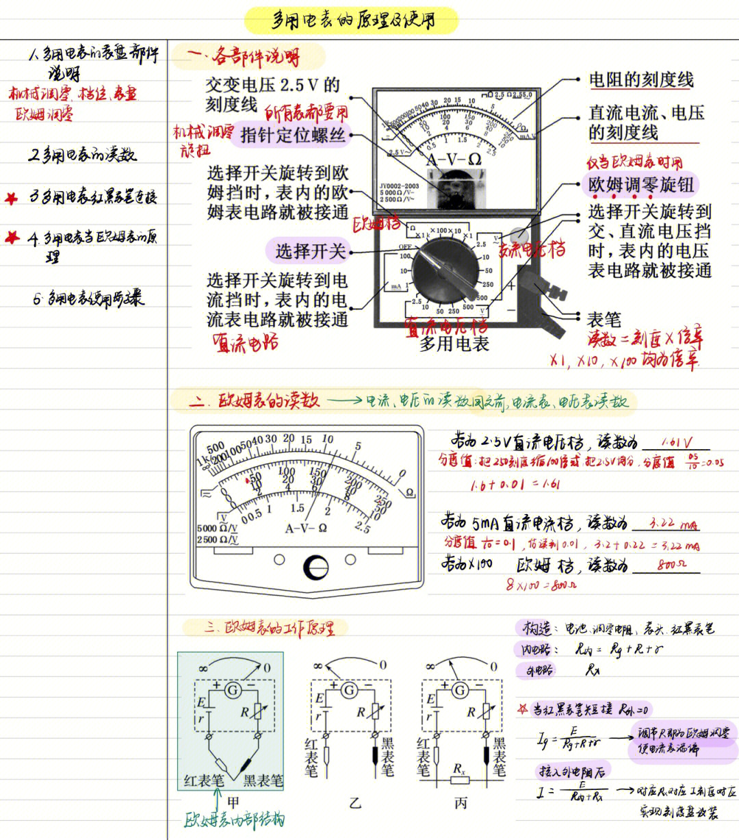 高中电学实验之多用电表的原理及使用