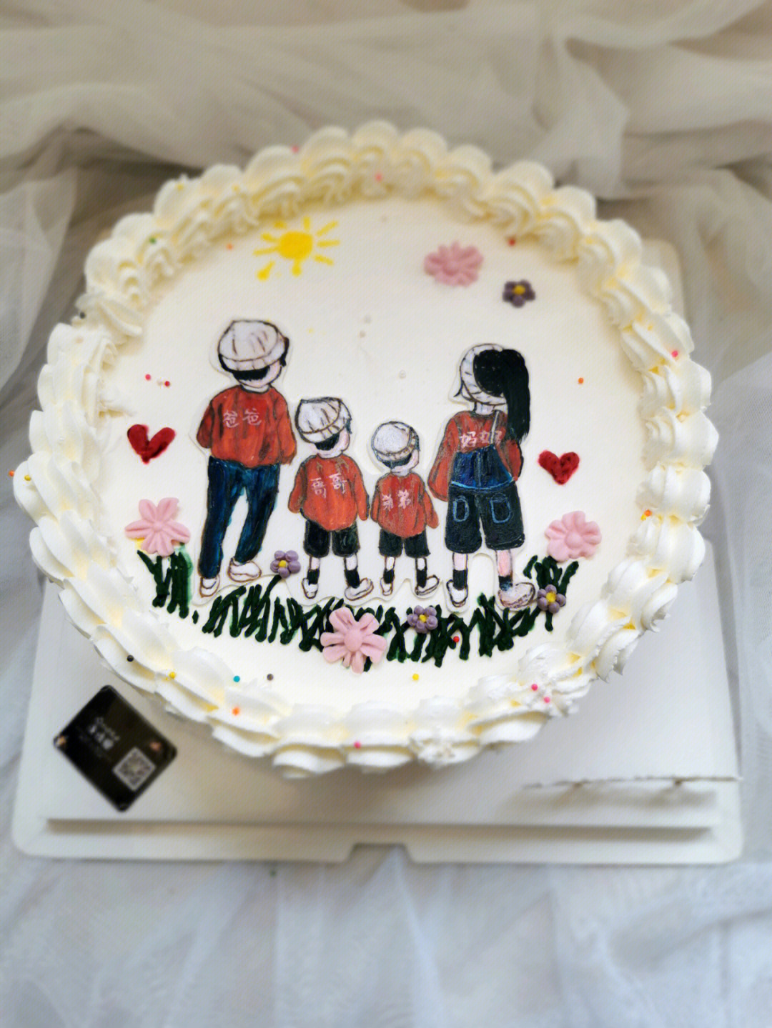 四口之家幸福蛋糕图片图片