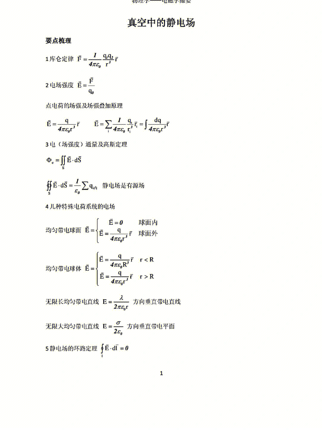 电磁学公式总结